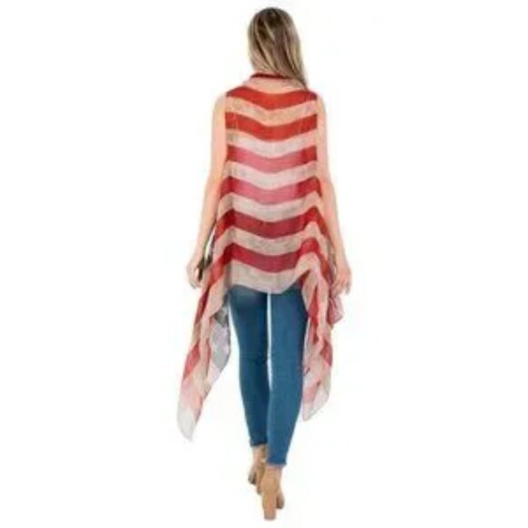Patriotic Distressed Stars & Stripes American Flag Vest🇺🇸One Size - Picture 2 of 3
